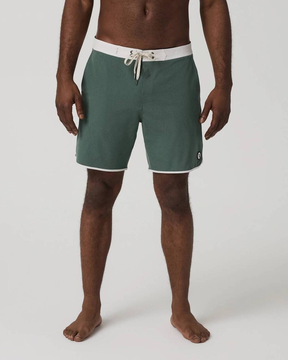 NEW VUORI men's cruise boardshort in agate green linen texture